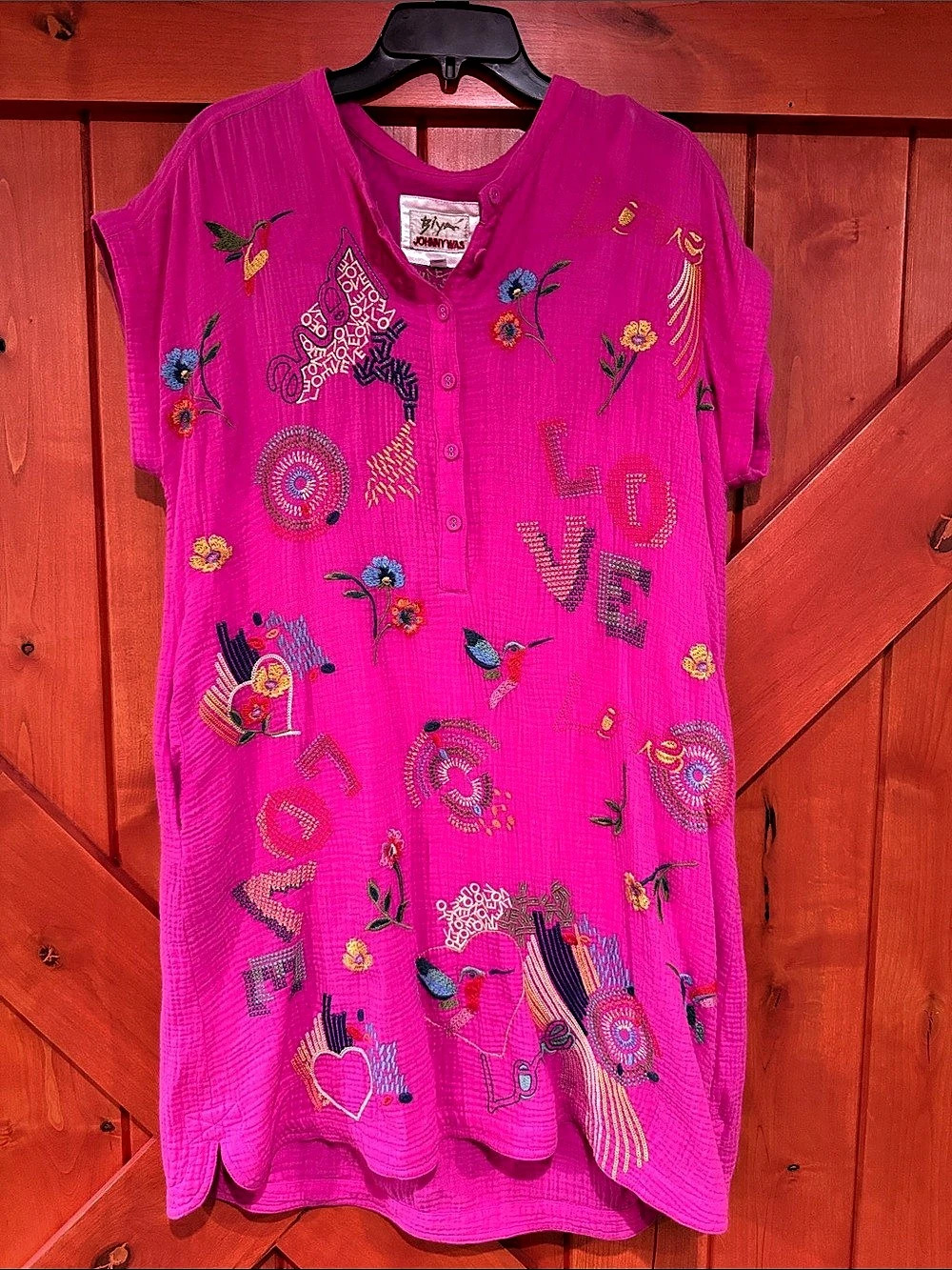 Johnny Was Desigual Embroidered Floral Mini Dress in Pink Like New
